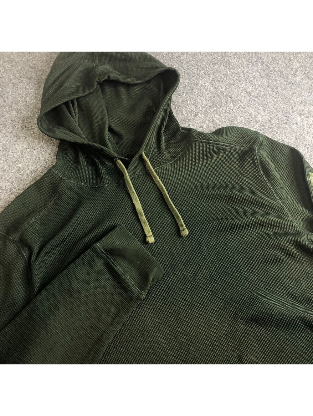 Under Armour Hoodie Mens Large Green Thermal Fleece Waffle Long Sleeve Loose